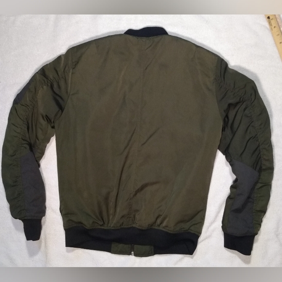 Pull & Bear Green Military Army Lined Bomber Jacket - Picture 4 of 12